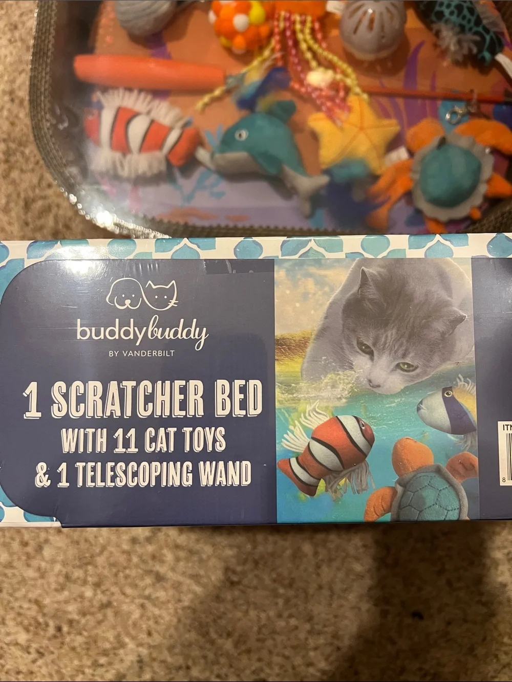 Scratcher bed with Assorted Colorful Cat Toys Plush & Interactive Set